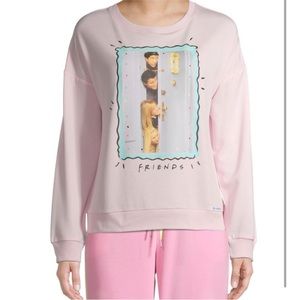 Warner Bros Friends TV Show Graphic Long Sleeve Pajama Shirt Pink Lounge Top 2X